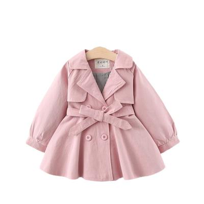 China Wholesale New Solid Color Jacket Girls Trench Spring Belt Girls Breathable Crossover Children's Clothing Coat for sale