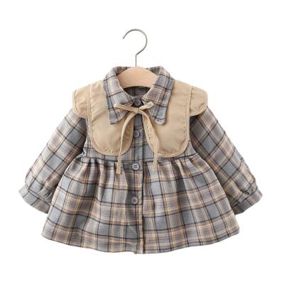 China New autumn fashion shawl plaid jacket girls children's clothing breathable wholesale spring long sleeve children's coat for sale