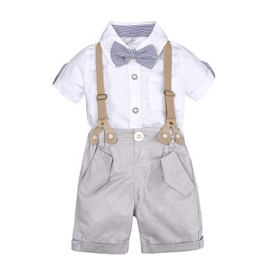 China Boys Polyester / Cotton Shorts Summer Sleeve Suit Childrens Gentleman Shirt Fashion Comfortable Two Piece Set for sale