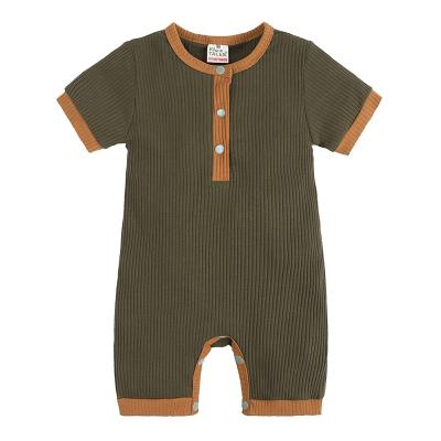 China Summer baby overalls mine unisex infant romper polyester/cotton stripe fashion newborn short-sleeved air conditioning children's clothing for sale