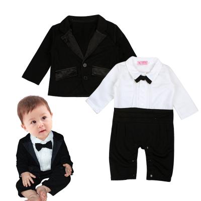 China Foreign Trade Baby Boys Romper Fashion Bow Tie Overalls Small Long Sleeve Suit Jacket QUICK DRY Infant Boys Clothing Sets for sale