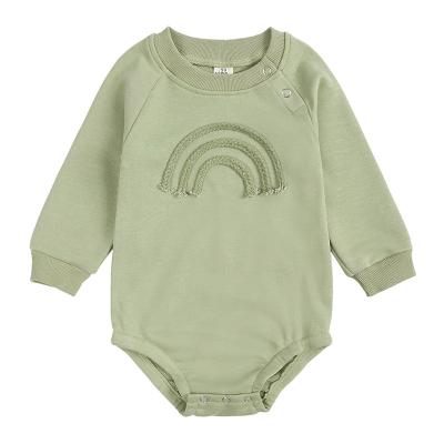 China Autumn fashion comfortable unisex infant romper waffle baby long sleeve wrap polyester/cotton baby onesie spring for sale