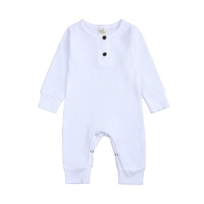 China Polyester/Cotton Spring Autumn Baby Kids Unisex Snap Button Long Sleeves Leisure Romper Overalls for sale