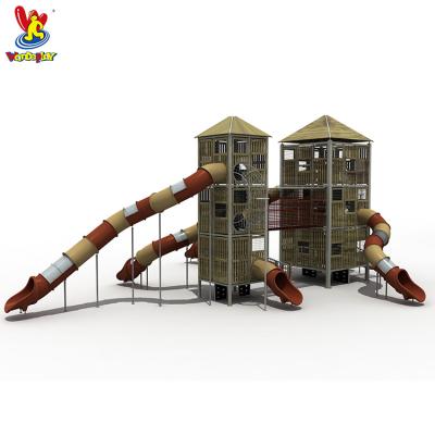 China Plastic Wooden Playground Equipment Kids Tower Playground Outdoor Playground Equipment For Sale for sale