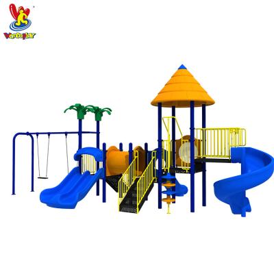 China Cheap Imported LLDPE +galvanized Steel Pipe Wandeplay Outdoor Swing Playground Equipment With Kids Slide for sale