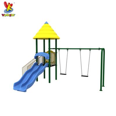 China Imported LLDPE +galvanized steel pipe Wandeplay backyard equipment swing and slide game set for kids for sale