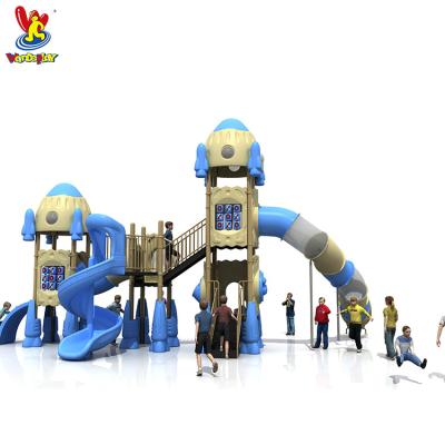 China LLDPE+Galvanized Steel Pipe Plastic Rocket Outdoor Playground Equipment Kids Slide Set for sale