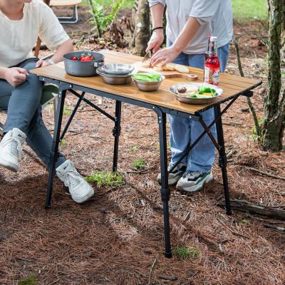 China Folding; Folding Height Light Weight Grain Garden Travel Camping Table Ultralight Wooden Table Adjustable Legs Outdoor Picnic Table With Bag for sale