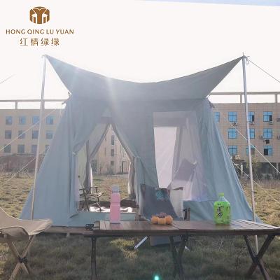 China Diamond Ground Nail Canvas Waterproof Hexagonal Luxury Outdoor 4 Season Outdoor Camping Tent Glamping Yurt Tent for sale