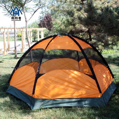 China Double layers wholesale 6 person double layer hexagon large outdoor camping tent rainproof camping tent for sale