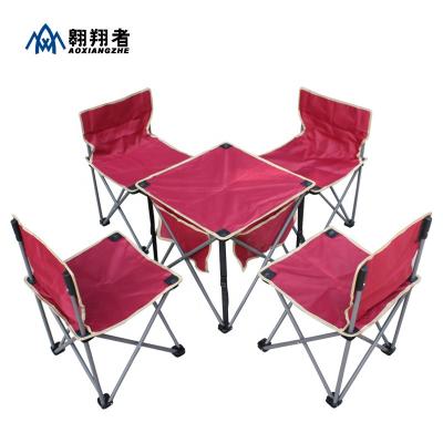 China Wholesale Portable Mini Folding 4 People Outdoor Camping Picnic Compound Weather Used Metal Legs Canvas Cover Table and Chair Set for sale