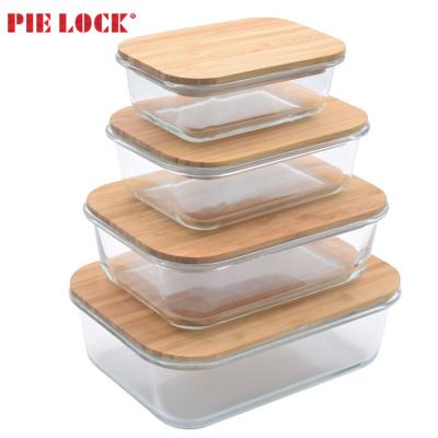 China Amazon Success Borosilicate Glass Sustainable Lunch Box With Bamboo Lid for sale