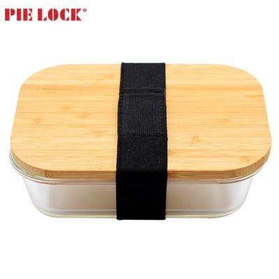 China eco-friendly heatable glass food storage box bamboo wooden lid/glass container with bamboo lid for sale