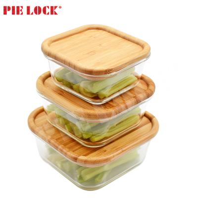 China New Design Heatable Eco Friendly Bamboo Lid Glass Food Container for sale