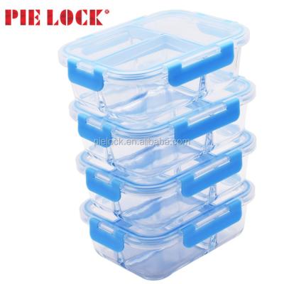 China Freshness Preservation Glass Meal Prep Containers 3 Compartment Glass Food Storage Containers With Lids Airtight Glass Lunch Bento Boxes for sale