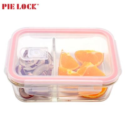 China Freshness Preservation Glass Meal Prep With 2 Compartment BPA Divided Glass Lunch Box for sale