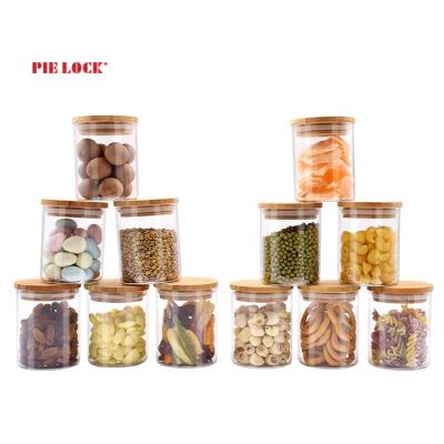 China New Trend Best Selling Lid Glass Food Jar With Bamboo Lid Sets for sale