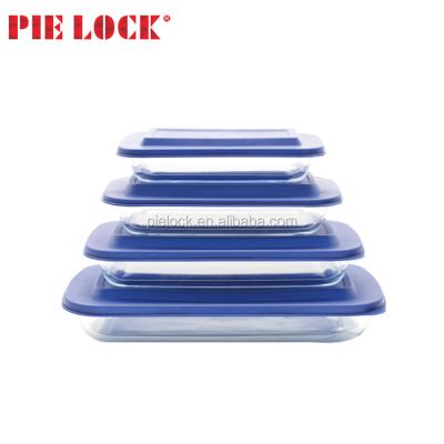 China Disposable Rectangle High Borosilicate Glass Bakeware With PP Lid for sale