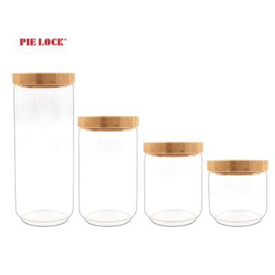 China Sustainable Eco - Friendly Borosilicate Glass Storage Jar With Airtight Bamboo Lid Storage Jar for sale