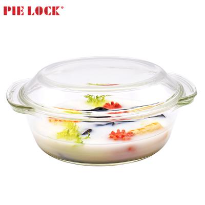 China Sustainable Clear Round Glass Casserole with Lid, Heat, Cold and Shock Proof, Oven, Freezer and Dishwasher Safe for sale