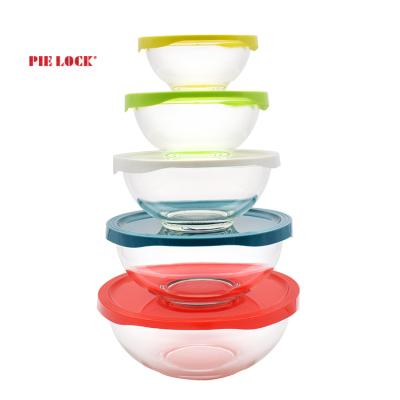 China Eco Friendly Microwavable High Borosilicate Glass Salad Bowl With PP Lid for sale