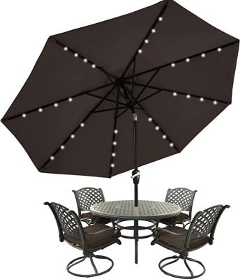 China MASTERCANOPY Contemporary Patio Umbrella with 32 LED Solar Lights -8 Ribs (7.5ft, Brown) for sale