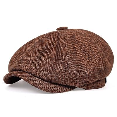 China New Men's New Striped And Autumn Beret Newsboy Hat Spring Hat Wild Casual Unisex Retro Wild Octagonal Octagonal Hat for sale