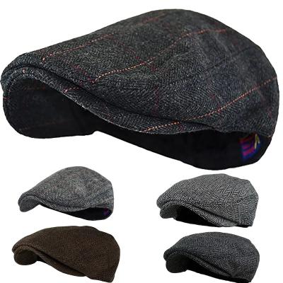 China Senior Driver Flat Cap Hat Women Newsboy Hat Four Seasons Barred Men Large Retro Octagonal Beret Male Canvas England Sun Visor for sale