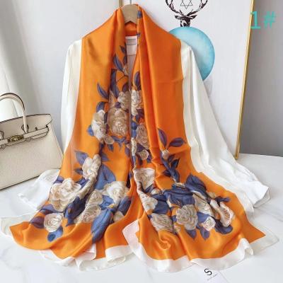 China Fashion Retro Print Pattern Long Hijab Woman Scarf New Design Wholesale Muslim Silk Designer Long Head Scarf For Women Silk for sale