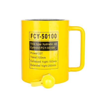 China 50 Ton FCY-50100 Single Acting Heavy Duty Long Type Seals Hollow Bottle Car Hydraulic Cylinder Jack For Lifting Building 50T for sale