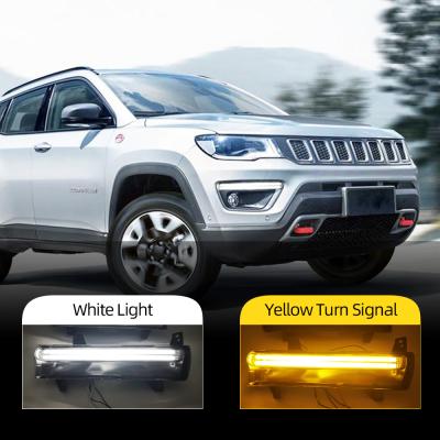 China 2pcs Led Daytime Running Light With Yellow Turn Signal Light For Jeep Compass 2017 2018 2019 D19 for sale