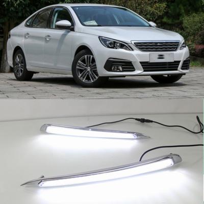 China 2pcs LED Driving DRL With Turn Signal Fog Head Daytime Running Light Yellow Lamp For Peugeot 308 2016 2017 B12 for sale