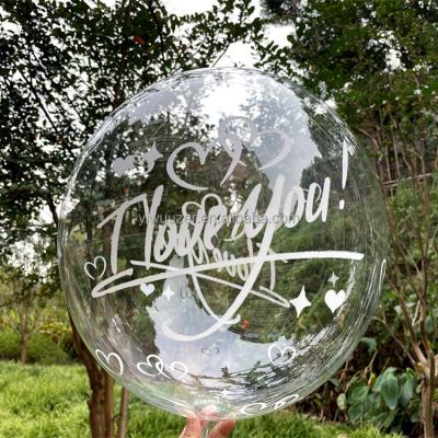 China 18 Inch Bobo Bubble Balloon Party Decoration Clear Transparent Uzer TPU Self Shutter Valentines Printing Extended for sale