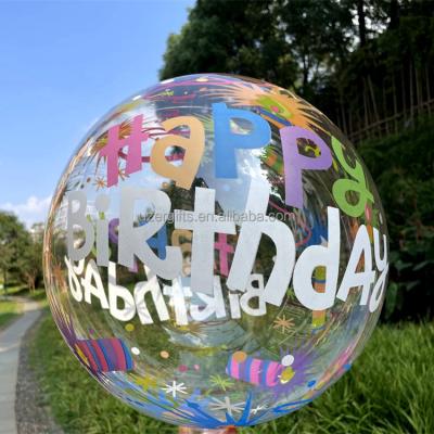 China 20 Inch Bobo Balloon Clear Transparent Round Helium Party Decoration Shape Bubble Balloons For Birthday for sale