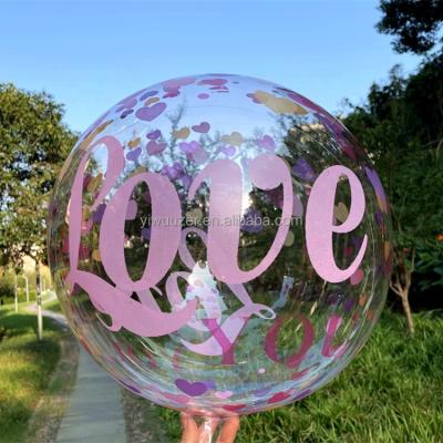 China 20 inch Bobo Balloon Clear Transparent Round helium party decoration shape bubble balloons for valentines day for sale