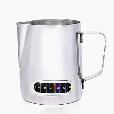 China Sustainable Stainless Steel Latte Art Milk Frothing Pitcher With Thermometer for sale