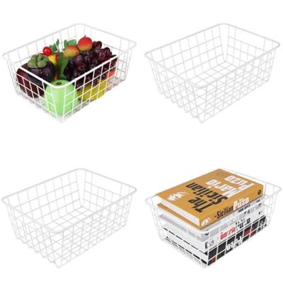 China Viable Nordic Style Home Iron Fruit Basket Magazine Storage Organizer Metal Wire Kitchen Storage Baskets for sale