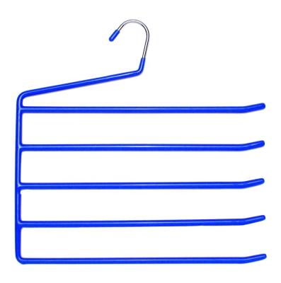 China Eco - Friendly Custom Design Towel Hanger Plastic Coated Metal Hanger 5 Layers for sale