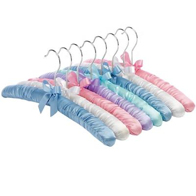 China Flat Shape Factory Satin Padded Hangers For Coat Wedding Dress Hangers for sale