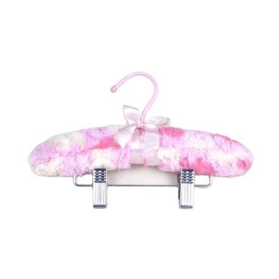 China Anti-Slip Satin Padded Baby Clothes Hangers With Metal Bar And Clips Kids Hanger for sale