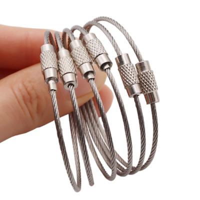 China Wholesale 200mm Length Metal Color Stainless Steel Cable Steel Keychain for sale