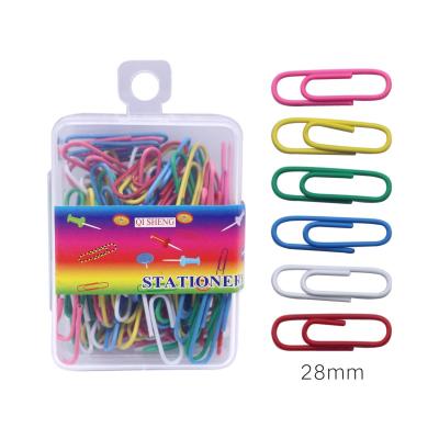 China Iron+pvc pvc coated 100pcs 28mm colorful paperclips for office use for sale