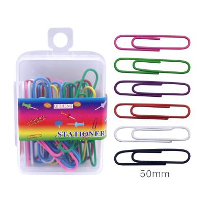 China Iron+pvc pvc coated 30pcs 50mm colorful paperclips for office use for sale