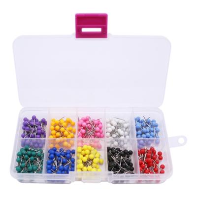 China 500pcs China Map Plastic Push Pins Office Round Set of 10 Style Colored Drawing Push Pins for sale