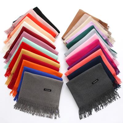 China 2021 New Fashion Winter Cashmere Scarf With Pearl Wool Pashmina Scarf Tassels Pashmina Scarf Unisex Solid Color Male Female Wrap Shawl for sale