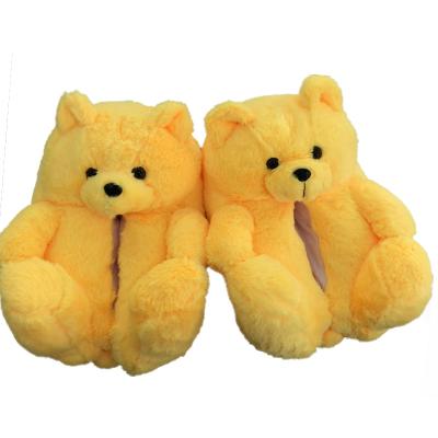 China Cute Furry Woman Flip Flop Shoes Furry Fashion Trend Teddy Bear Women Christmas Plush Slippers Cartoon Bear Bedroom Faux Fur Slides for sale