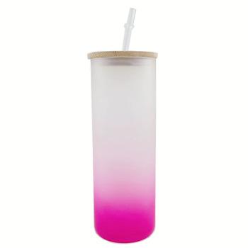 China Sustainable DIY 25 oz Straight Blank Sublimation Frosted Gradient Color Travel Glass Cup Mug Cup Tumblers Drinking Glassware for sale