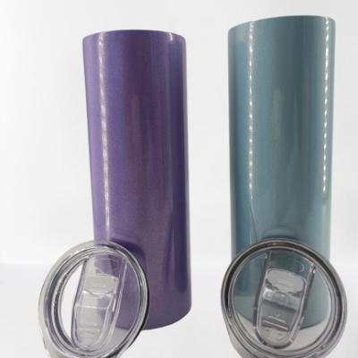 China Sustainable wholesale USA warehouse 20 oz glitter skinny tumblers sublimation straight tumbler with straw blanks for sale