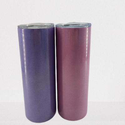 China Sustainable Wholesale 20 oz Skinny Blank Glitter Straight Sublimation Tumbler Stainless Steel Tumblers With Straws for sale