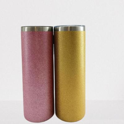 China Sustainable USA warehouse 20 oz rough glitter tumbler straight skinny sublimation blanks coffee mugs stainless steel tumblers for sale